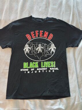 Obey Black Tee with Red and Green 'Defend Black Lives' Graphic